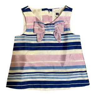 Janie and Jack girls purple, blue & white striped sleeveless top with bow 18-24M